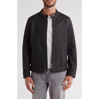 Frye Cafe Leather Racer Jacket in Black at Nordstrom Rack, Size Xx-Large