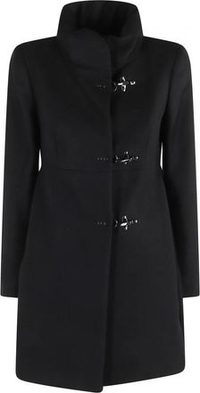 Fay Romantische Wollen Jas met Empire-lijn - Dames - Mantel - Zwart - XL - Wol - Jassen
