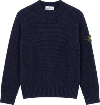 Stone Island Maglia RWS - Heren - Ronde hals truien - Blauw - XL - Wol - Truien & Vesten