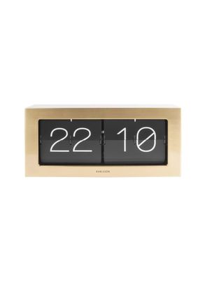 Present Time Karlsson Boxed Flip Mantel Clock XL - Brushed Gold