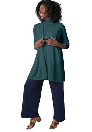Jessica London Fine Gauge Cardigan Topper in Mystic Pine at Nordstrom, Size 20
