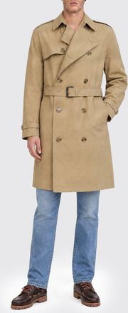 HUGO BOSS Trench doppiopetto in cotone al ginocchio con cintura e mostrine