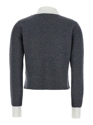 Self Portrait Wool-Blend Cropped Cardigan - Gray