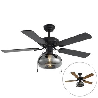QAZQA Ventilador techo negro 107 cm