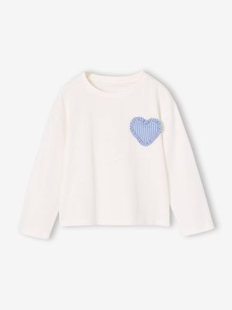 Vertbaudet Shirt mit Herz-Applikation M&auml;dchen wollwei&szlig;