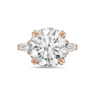 Diana M. Jewels 14kt rose gold 2ct lab grown round diamond ring with baguettes on the sides