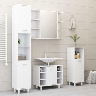 vidaXL Juego De Muebles De Ba&ntilde;o 4 Pzas Madera De Ingenier&iacute;a Blanco Vidaxl