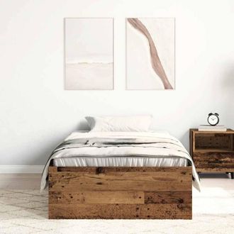 Berkfield Home Durable Bed Frame without Mattress Old Wood 75x190 cm Engineered Wood in Brown