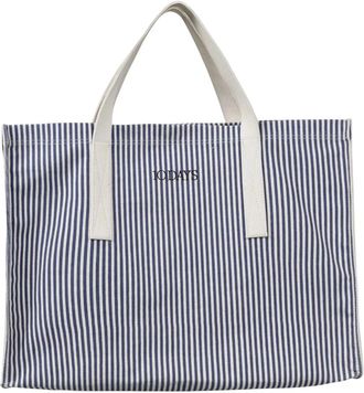 10 Days Grote gestreepte canvas shopper - Dames - Shoppers - Blauw - ONE Size - Katoen - Tassen