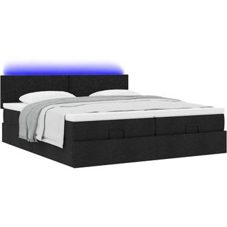 vidaXL Estructura De Cama Otomana Con Colchones Tela Negra 200x200cm Vidaxl