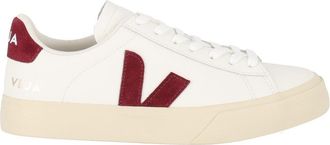 Veja White Campo Deep Red Suede Accent Low-Top Sneakers
