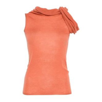 Rick Owens Sleeveless Tops, female, Orange, Size: XS Twist Top
