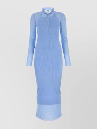 Fendi silk blend ribbed polo long dress