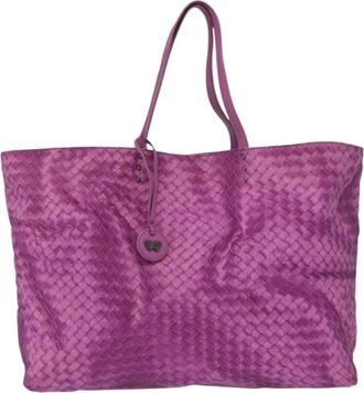 Bottega Veneta Pre-owned Tote Bags, female, Purple, Size: ONE SIZE Pre-owned Vintage Woven Leather Tote Bag