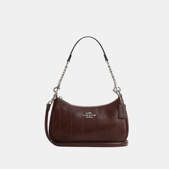 Coach Womens Teri Shoulder Bag With Quilting - Dark Brown Leather - One Size