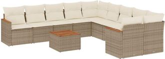 vidaXL Set De Sof&aacute;s De Jard&iacute;n 11pzas Con Cojines Rat&aacute;n Sint&eacute;tico Beige Vidaxl