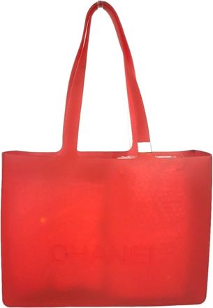 Chanel Red Color Rubber Shoulder Bag Tote Bag (Pre-Owned)