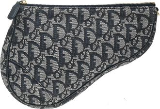 Dior Vintage Saddle Diorissimo Canvas Navy Canvas Handbag (Pre-Owned)