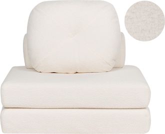 Beliani Beliani - Sof&aacute; Cama Moderno Minimalista De 1 Plaza Puf Cama Individual Con Coj&iacute;n De Boucl&eacute; Blanco Olden