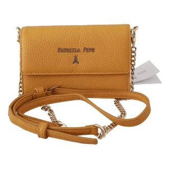 Patrizia Pepe Tassen, Dames, Bruin, ONE Size, Leer, Chique Gele Leren Schoudertas