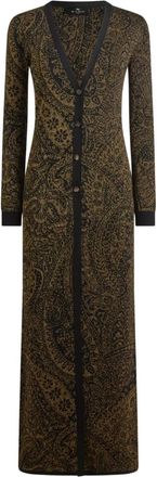 Etro Cardigan lungo con stampa paisley - Nero