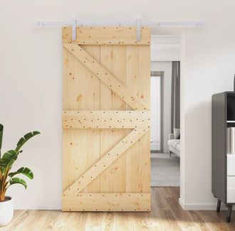 vidaXL Vidaxl - Puerta Corredera Con Herrajes Madera Maciza De Pino 100x210 Cm