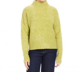 Karen Kane Mannie Mock Neck Boucle Sweater In Moss
