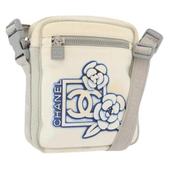 Chanel Pre-owned Cross Body Bags, female, White, Size: ONE SIZE Pre-owned Vintage Nylon Shoulder Bag