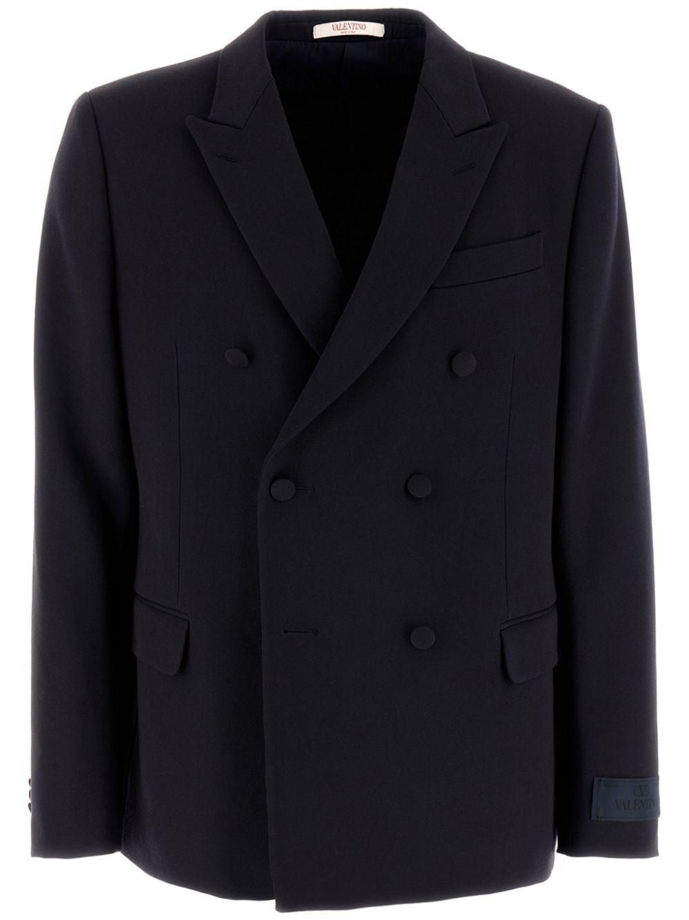 【関税＆送料込み】Valentino Garavani Double-Breasted Jacke Double-breasted Double Wool Jacket for Man in Indigo