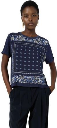 Gerard Darel Manolia Scarf Print T-Shirt in Navy Blue at Nordstrom, Size Medium