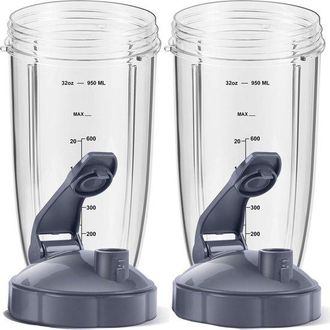 No Brand Juego De 4 Vasos Y Tapas De Repuesto De 946 Ml (32 Oz) Para Licuadoras Nutribullet De 600 W/900 W