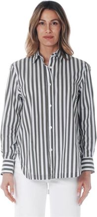 Caliban Camicia in cotone a fantasia rigata - Dames - Overhemden - Veelkleurig - M - Katoen - Overhemden