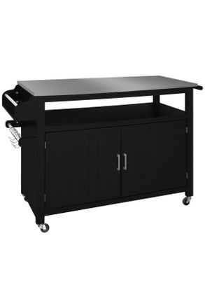 MID.YOU Mid.you K&uuml;cheninsel, Schwarz, Edelstahlfarben, Metall, einzeln stellbar, 110x127x89 cm, rollbar, K&uuml;chen, K&uuml;chenzeilen & K&uuml;chenbl&ouml;cke, K&uuml;chenzeilen