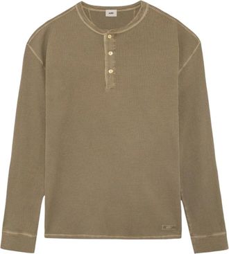 Autry Lange Mouw Wafelstijl Details - Heren - Longsleeves - Groen - S - Katoen - Tops