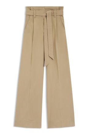 Boss Orange by Hugo Boss Telia Stretch Cotton Tie Waist Wide Leg Pants in Rust/Copper at Nordstrom, Size 6