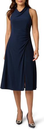 Adrianna Papell Cowl Neck Jersey Midi Dress in Midnight at Nordstrom, Size 12