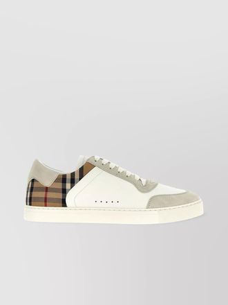 Burberry patterned sneakers with rubber sole and suede accents