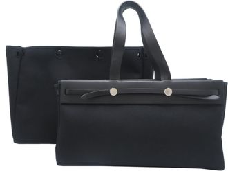 Herm&egrave;s Black Leather Tote Bag (Pre-Owned)