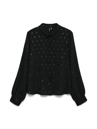 Vero Moda Langarmbluse VERO MODA VMCARLA FOIL L/S SHIRT WVN GA, Damen, Gr. S, schwarz aop:schwarz dot foil, Web, Obermaterial: 100% Polyester, bedruckt, regular