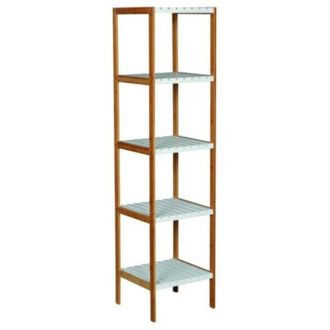 MSV Estante De 5 Niveles De Bamb&uacute; Y Mdf Blanco Msv