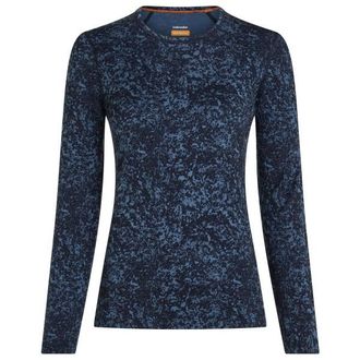 Icebreaker Merino 200 Oasis L/S Crewe Moss Bloom Aop Merinounterw&auml;sche f&uuml;r Damen | blau