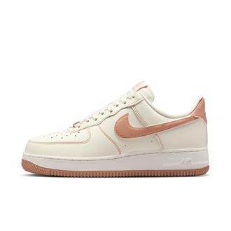Nike Womens Air Force 1 07 Rose Gold Shoes in White | IQ9428-133