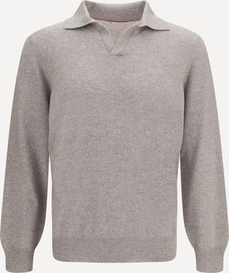Brunello Cucinelli Moulin&eacute; cashmere knit Polo Male 52