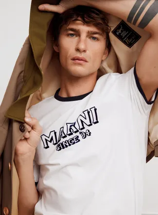 Marni Mens Flocked-logo ringer T-shirt
