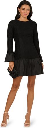 Adrianna Papell Womens Lace Taffeta Flounce Dress - Black - Size 16 UK