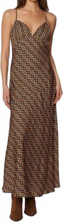 Lost + Wander Heritage Revival Cupro Satin Maxi Dress In Brown Multi