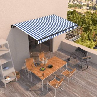 vidaXL Vidaxl - Toldo Autom&aacute;tico Retr&aacute;ctil Azul Y Blanco 450x350 Cm