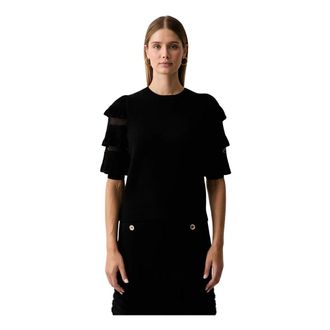 Twinset Trui met korte mouwen - Dames - Truien - Zwart - Maat: S Wol