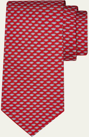 Ferragamo Mens Mini Graduation Cap-Print Tie