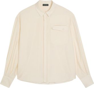 Emporio Armani Crinkled Woven Shirt - Cream - 46 (UK14 / L)